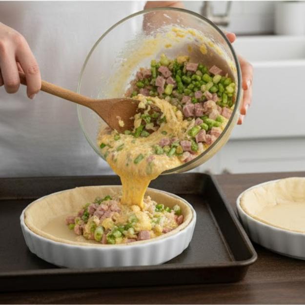 Step 4: Pour into Crusts Step 4: Pour into Crusts