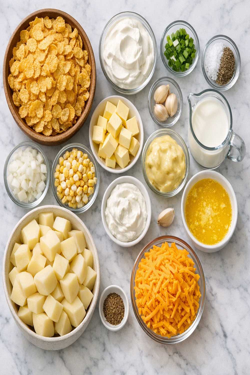 Cheesy Potato Corn Flake Recipe ingredients